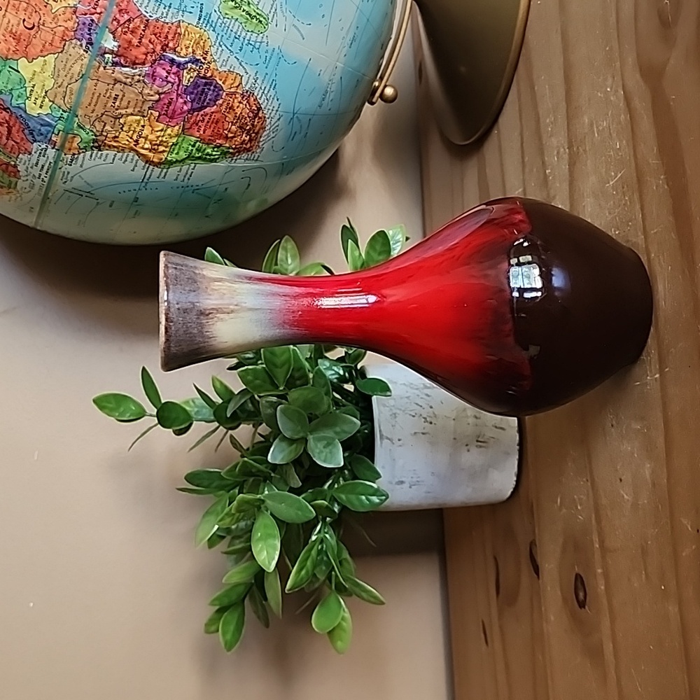 Beautiful Vintage MCM handmade drip glaze ceramic vase